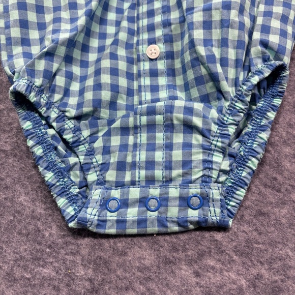 Carter's Blue Gingham Button-Up Bodysuit with Khaki Pants & Navy Suspenders - Picture 8 of 12